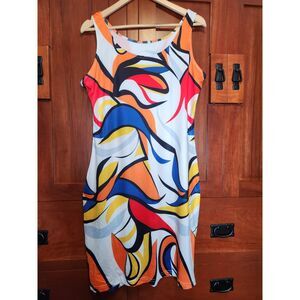 Womens Abstract Geometric Sleeveless Bodycon Dress Multicolored Size XL
